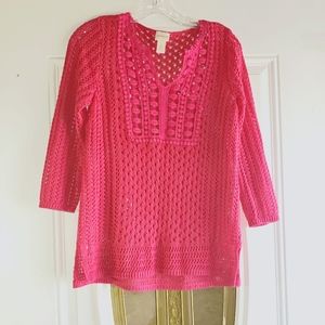 Chico's Pink Crochet Top